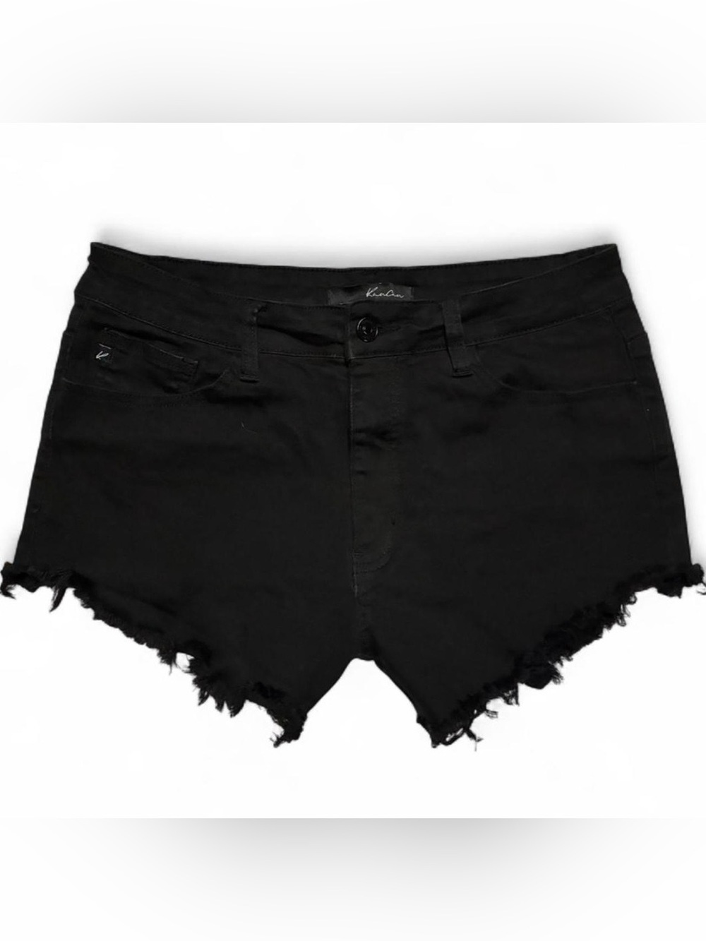 KanCan Black Distressed Frayed Hem Denim Shorts